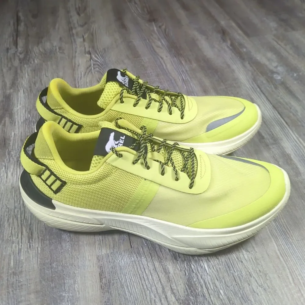 Sorel Women's Size 10.5 Explorer Blitz Lace Up Sneakers Bolt Black Neon Yellow